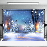 Aperturee - Yellow Light Night Snow Scene Photography Backdrop